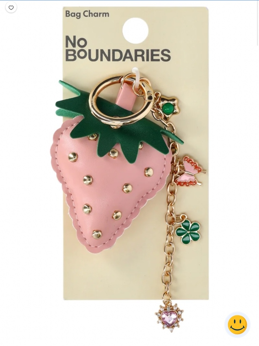No Boundaries Women's Strawberry Bag Charm, Pink